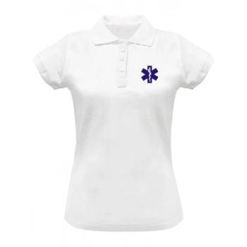 Koszulka polo damska medyczna z grafiką "eskulap"